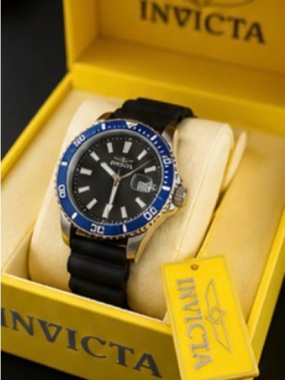 Invicta Pro Diver 46130 Men’s Black Dial Blue Bezel Quartz Watch | New with Tags